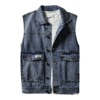 JEANSWEST/真维斯 时尚 男士牛仔衣马甲 蓝色 XL