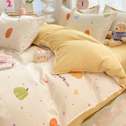 羽匠 春季少女小清新印花四件套 南瓜园 床单款 床四件套(被套200*230cm)
