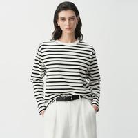 CHUMIAN 女士法式条纹宽松长袖T恤 圆领打底衫