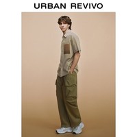  URBAN REVIVO 创意贴袋 男士短袖开襟衬衫