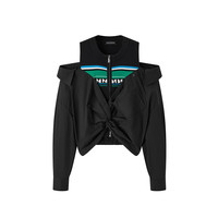 太平鸟 商场同款 新款拼接露肩上衣