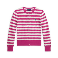 RALPH LAUREN 女童条纹棉质针织开衫 Big Kid Little Kid