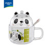 乐唯诗 玻璃带刻度牛奶杯  熊猫卡通早餐杯带盖送勺