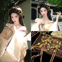 梦动 春华合金花片发夹金银富贵超仙气清冷流苏刘亦菲虞姬同款边夹古装 金陵发夹*1对