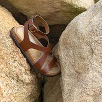 Sam Edelman 女士平底牛皮革交叉一字带镂空罗马凉鞋 DELIA