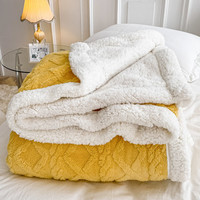 索隆 A类双层雕花塔夫羊羔绒休闲毯 150*200cm 2.8斤