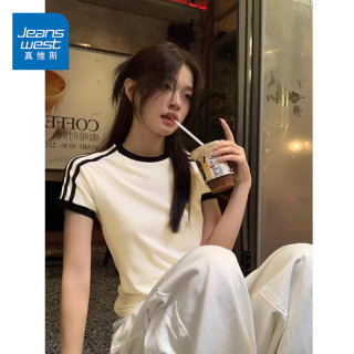 真维斯 条杠纯棉 短袖T恤 辣妹修身