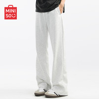 名创优品 灰色直筒卫裤男春秋新款宽松垂感美式潮牌休闲裤子