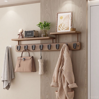楚骏挂衣架墙上壁挂帽子围巾衣服挂钩进门玄关入户免打孔实木层板升级款8钩强力承重