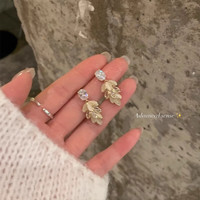 半日逅屿 ins韩系 秋冬气质闪锆花朵流苏耳环女高级感独特耳钉耳饰简约时尚 耳钉款