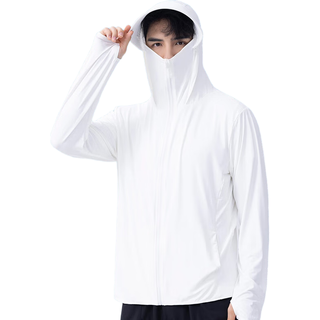  Langsha/浪莎 防紫外线 男士防晒衣 M （85-115斤)帽檐可拆卸 白色