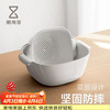 懒角落 厨房洗菜盆加厚双层水果沥水篮蔬菜滤水盆子淘米篮 大号双层