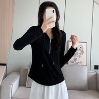  有只绵 修身显瘦 女士卫衣 黑色 L 95-110斤