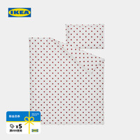 宜家 BARNDROM巴恩德吕姆被套枕套婴儿床用亲肤多件套家用 心形白红被套枕套110x125cm