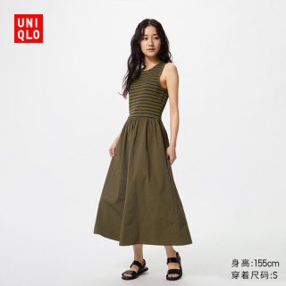 优衣库 拼接 女士连衣裙 36 褐色 XL