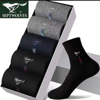 七匹狼 男士精梳棉长袜 5双