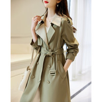 德玛纳 春秋季通勤双排扣直筒风衣外套女长款