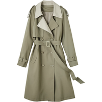  dme/德玛纳 双排扣 女士风衣 淡绿 L