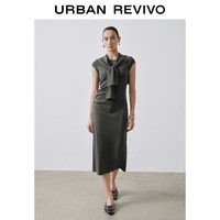  URBAN REVIVO 绑带褶皱 女士连衣裙