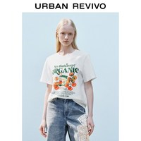  URBAN REVIVO 撞色做旧印花 女士短袖T恤 本白 M