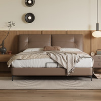  Sleemon/喜临门 复古风 皮艺双人床+床垫 中古咖+白骑士plus床垫 2*2米