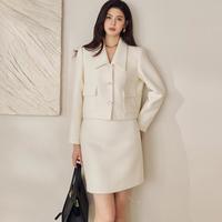 Roey s house 罗衣魔衣2026春装法式千金风贵气毛呢套装女外套半身裙两件套