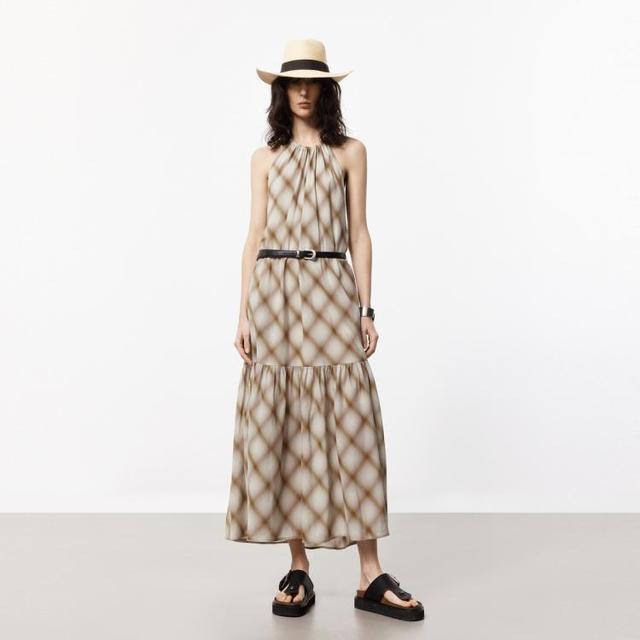 MO&Co. 女装 天丝混纺格纹连衣裙 附腰带