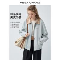 VEGA CHANG 针织领绣花夹克外套女2026春韩系简约外套