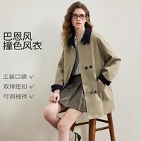 卡贝奈尔 春秋装巴恩风中长款风衣外套女高级感洋气拼接上衣