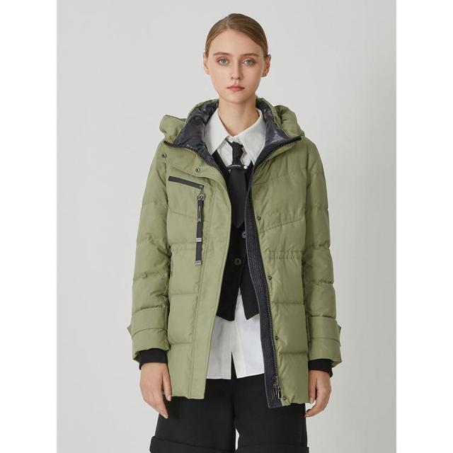 莱芙.艾迪儿 经典百搭通勤休闲连帽短款羽绒服外套女冬
