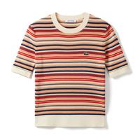 LACOSTE 法国鳄鱼女装夏季时尚经典条纹修身短袖针织T恤
