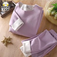 叮当猫 AB双面德绒儿童内衣套装无痕男女孩秋衣秋裤中大童保暖睡衣