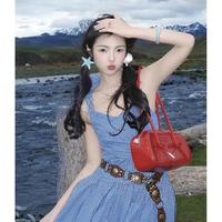 艾尔兰得 巨好看格纹吊带连衣裙春夏2026新款法式气质百搭连衣裙