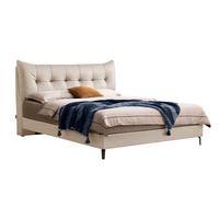  CHEERS/芝华仕 头层牛皮 真皮床+床垫 棉白色-高脚款+C266安加拉垫-1.5M 延期仓储-详询客服