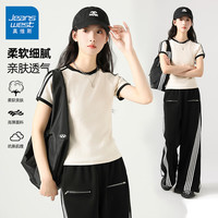 真维斯 新款设计感条杠短袖女