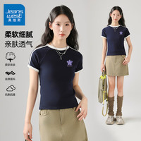 真维斯 设计感 女士条杠短袖T恤