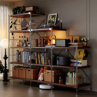 锦需 扫地机器人置物架落地多层下空式厨房收纳架客厅阳台厨房储物架子 4层胡桃色80x41x130cm