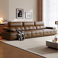 梵族 真皮沙发 3.0m四人位 现代简约 高靠背 乳胶坐垫