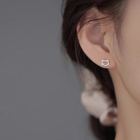 洛梵欣饰 LOVANXIN 洛梵欣饰 925纯银针猫咪耳钉 小众女新款耳环 轻奢感耳饰
