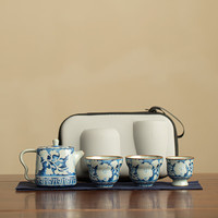 灵沐 茶具套装元青花四方葫芦旅行