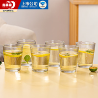 青苹果 玻璃杯 简约竖纹杯 6只