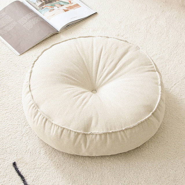 加厚布艺日式阳台座垫地板米白色