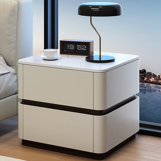 京喜 意式轻奢实木岩板床头柜 宽50+深40+高50（cm）