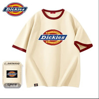 移动专享：Dickies [Dickies]撞色短袖t恤男款夏季纯棉圆领半袖男士浅米色设计感上衣