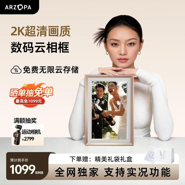 艾卓帕 阿卓帕 14英寸2K超清数码电子相框 智能云相框 电子相册照片视频触摸播放 节日礼物推荐D14Pro