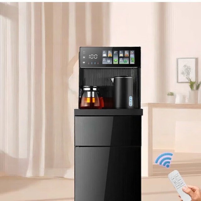 美菱 美凌金品茶吧机饮水机2026新款智能语音触屏水桶饮水机一体  升级款 典雅黑-升级遥控-防干烧 制热型