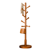  JIAYI/家逸 简约 实木衣帽架 100%全实木-10钩-樱桃木色-特粗