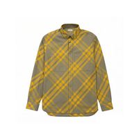  BURBERRY/博柏利 棉质格纹印花 男士长袖衬衫 黄米色