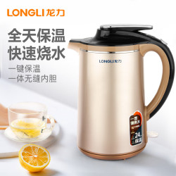 龙力 电热水壶家用食品级304不锈钢1.8L容量暖水壶烧水壶大容