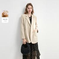 秋水伊人 女士时尚简约通勤小翻领西装外套